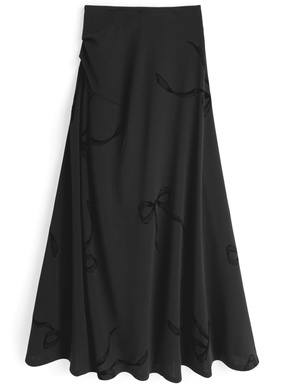 リボン柄アシンメトリードレープスカート