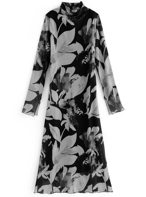花柄シアーフレアワンピース
