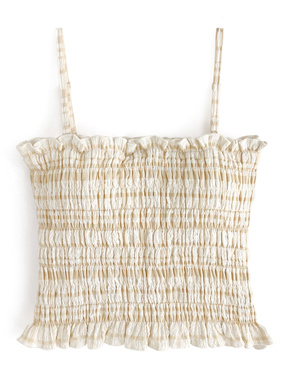 カップ入りチェック柄シャーリングキャミソール