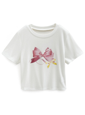 リボンプリントTシャツ