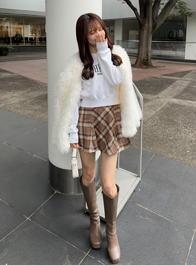 インパン裏地付きチェック柄ミニスカート