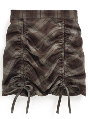 インパン裏地付きチェック柄ギャザーミニスカート