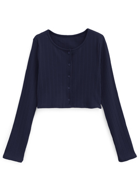 クロップド丈リブカーディガン