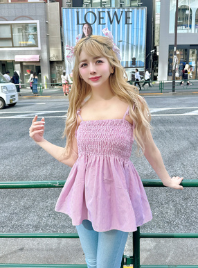 リボンストライプ柄チュニック