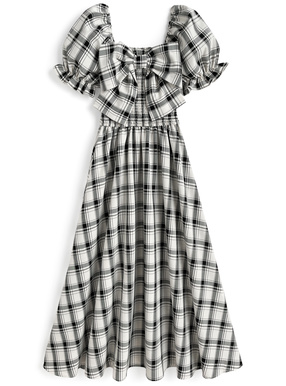 チェック柄ビッグリボンワンピース