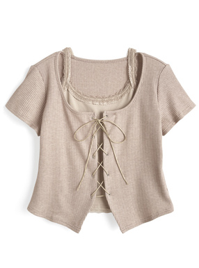 キャミドッキングレースアップトップス