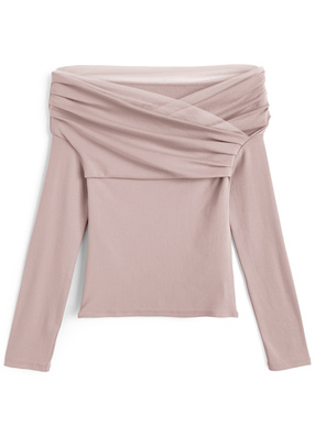 チュールドッキングドレープオフショルダートップス