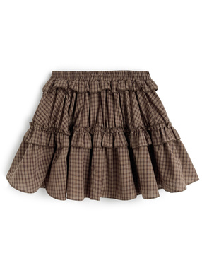 インパン付きチェック柄フリルティアードミニスカート