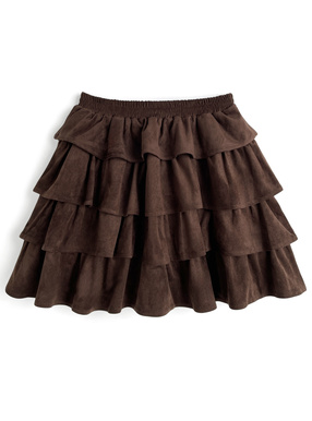 インパン裏地付きスエードティアードミニスカート