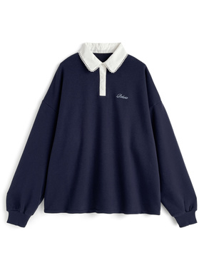 レースカラーロゴ刺繍スウィットトップス