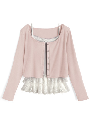 レースキャミソールx\カーディガンアンサンブル