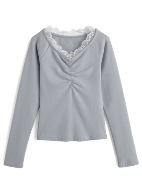 レースギャザートップス