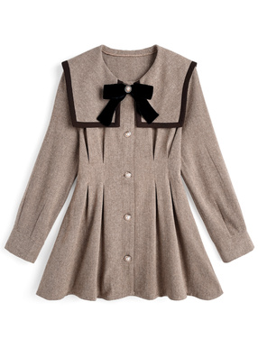 リボンビッグカラーフレアワンピース