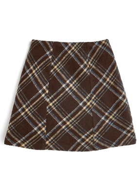 インパン裏地付きチェック柄タイトミニスカート