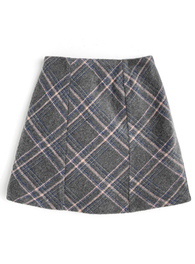 インパン裏地付きチェック柄タイトミニスカート