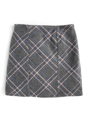 インパン裏地付きチェック柄タイトミニスカート