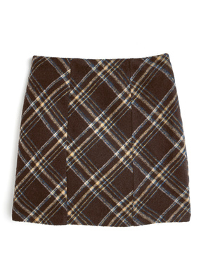 インパン裏地付きチェック柄タイトミニスカート
