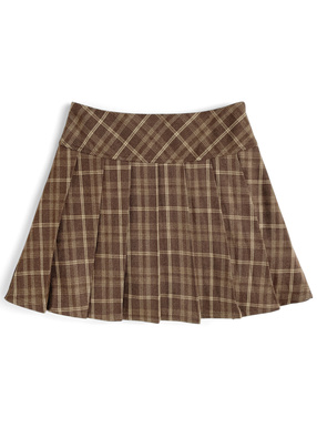 インパン裏地付きチェック柄プリーツミニスカート