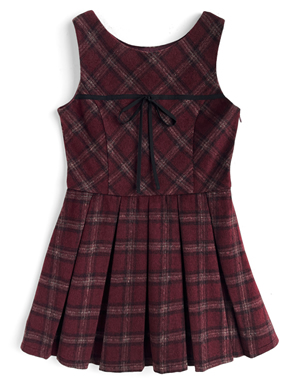 チェック柄リボンノースリーブミニワンピース