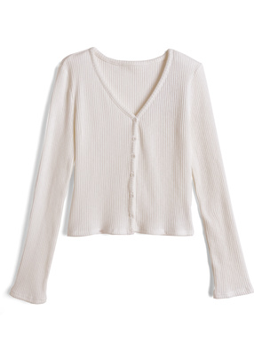 Vネックリブカーディガン