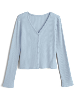 Vネックリブカーディガン