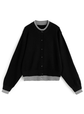 レイヤード風配色ニットカーディガン