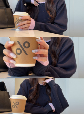 レイヤード風配色ニットカーディガン