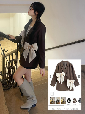 ダブルリボン付きテーラードジャケット