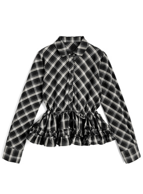 チェック柄ティアードフリルチュニック