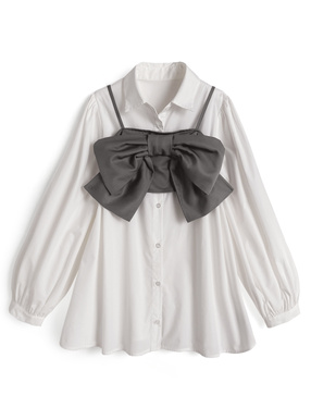 ビッグリボンビスチェ×シャツチュニックアンサンブル