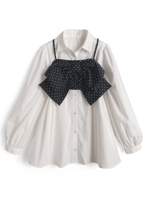 ビッグリボンビスチェ×シャツチュニックアンサンブル