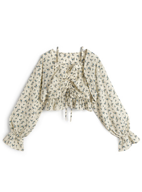 花柄シアーボレロ×リボンフリルキャミソールアンサンブル