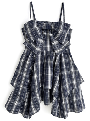 チェック柄ビッグリボンイレヘムキャミソールミニワンピース