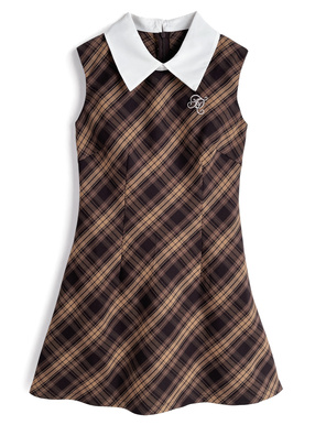 チェック柄ロゴ刺繍ノースリーブミニワンピース