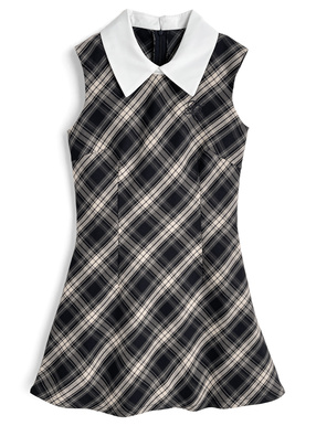 チェック柄ロゴ刺繍ノースリーブミニワンピース