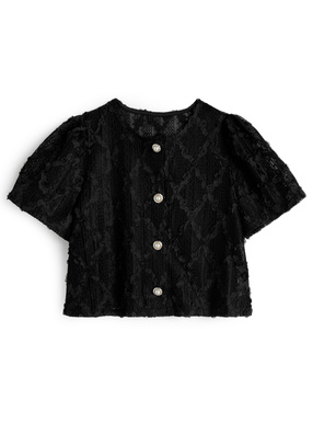 メッシュレースパールボタンカーディガン