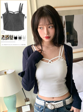 カップ付きダブルストラップクロスキャミソール