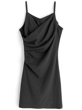 カップ付きドレープカシュクールキャミソールミニワンピース