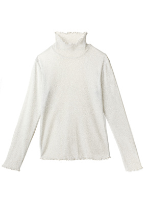 ラメ入りハイネックメロウシアートップス