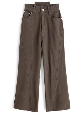 ウエストデザイン切替ストレートパンツ