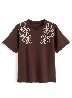 フラワーコード刺繍Tシャツ