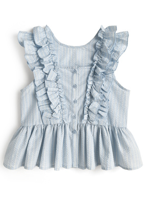 ストライプショルダーフリルブラウス