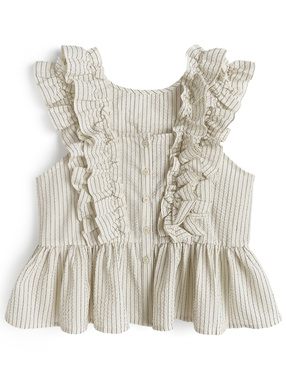 ストライプショルダーフリルブラウス