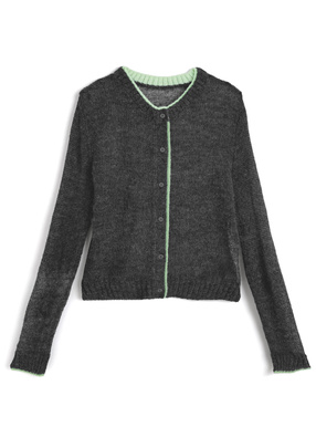 配色透かしニットカーディガン