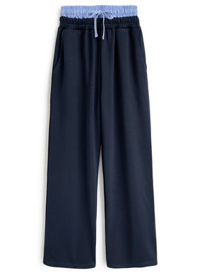 レイヤード風ダブルウエストスウェットパンツ