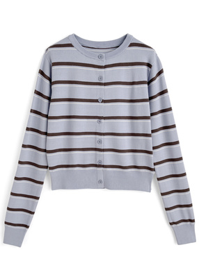 ボーダー柄ニットカーディガン