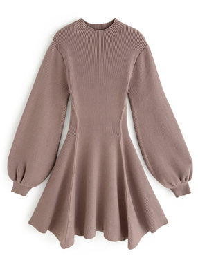 ニットフレアミニワンピース