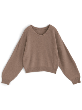 モヘヤタッチVネックニットトップス