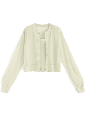 シアーカーディガン×タンクトップニットアンサンブル