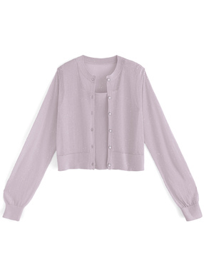 シアーカーディガン×タンクトップニットアンサンブル